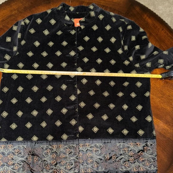 Hearts of Palms printed Corduroy Jacket with embroidered borders-size approx Lg - Picture 7 of 14